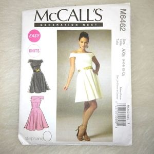 MCCALL'S M6462 EASY off the shoulder knit dress, only 5 Pattern pieces sz 4-12